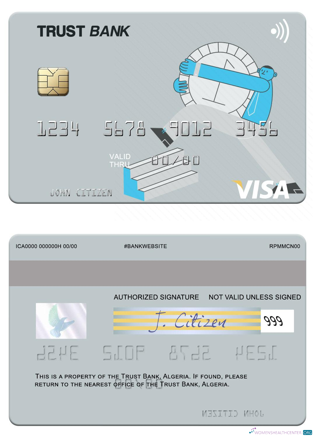 Download Algeria Trust Bank Algéria visa card Photoshop template